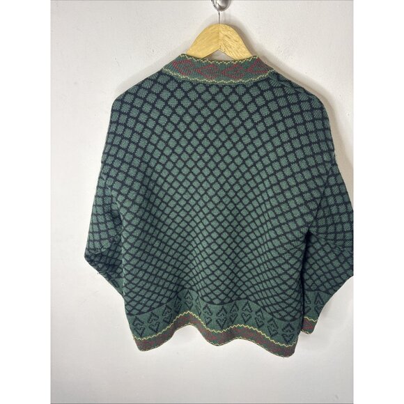 Northfjord of Norway 100% Wool Norwegian Cardigan Sweater Green Heart Pattern S - Picture 5 of 5